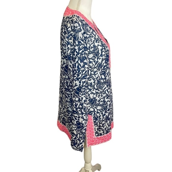 Lilly Pulitzer Ocean Cove Long Sleeve Tunic Top Oyster Bay Blue Krillin It. Sz S - Picture 3 of 15